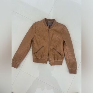 Halston Heritage Quilted Brown Bomber Jacket
